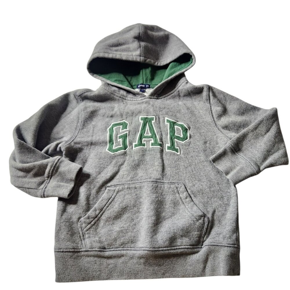 Vtg Gap Kids Grey Y2K Spell Out Logo Sweatshirt Pullover Hoodie Size 4T